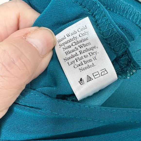 COLDWATER CREEK Teal Green Jersey Dress with Waist Ruching 8P - Picture 6 of 10